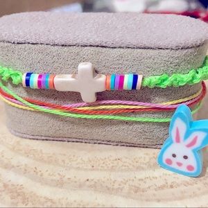 Multilayer spring cross Howlite braided Macramé bracelet